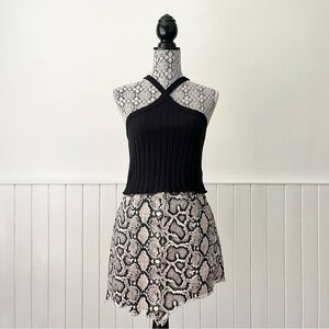 Zara TRF Snakeskin Asymmetric Raw Hem Mini Skirt Size S
